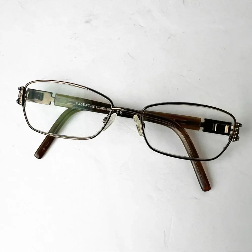 Valentino Frame Glasses Tortoise Diamond Stud Style